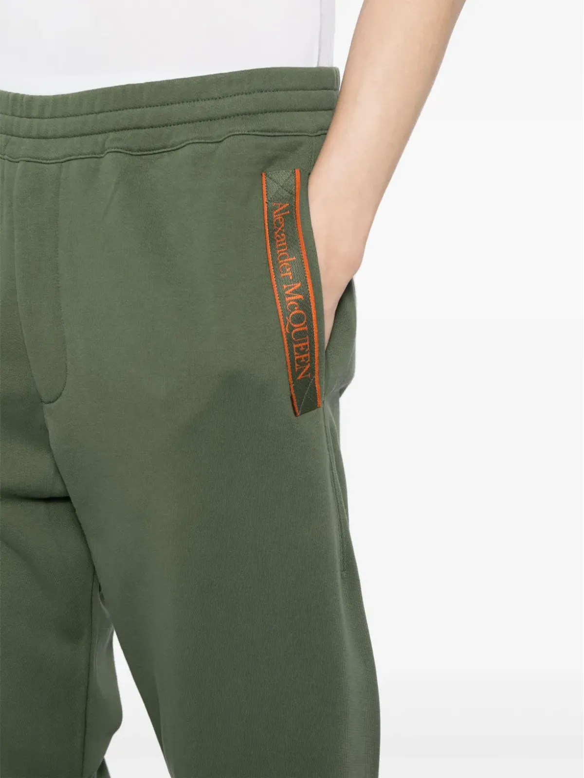 Alexander McQueen スリムフィット コットン トラックパンツ グリーン - 画像5