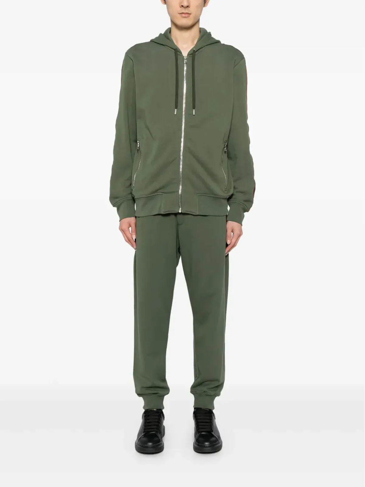 Alexander McQueen スリムフィット コットン トラックパンツ グリーン - 画像2