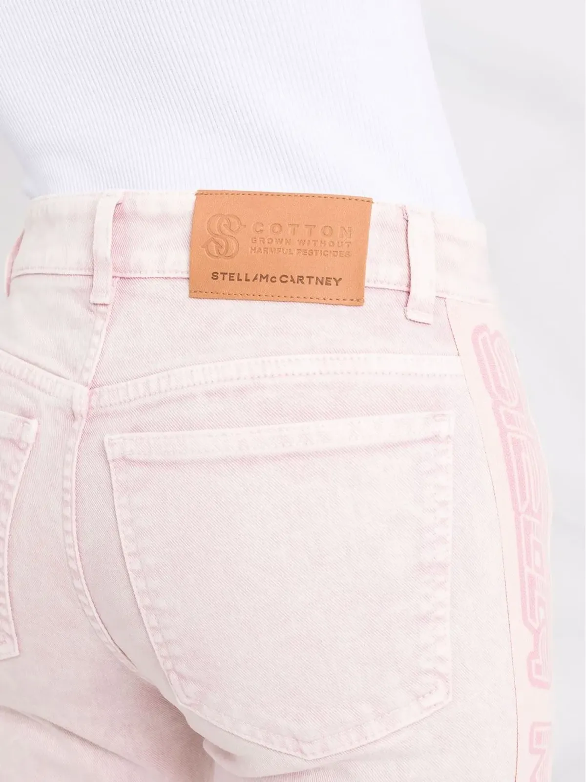 Stella McCartney ロゴテープ スリムジーンズ ピンク - 画像5
