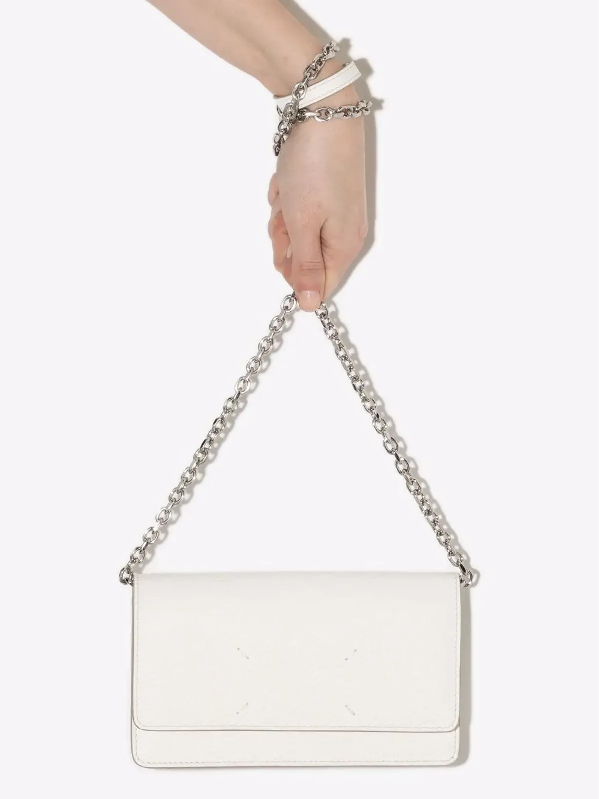 Maison Margiela フォーステッチ・ディテール レザー クラッチバッグ（ホワイト） - 画像4