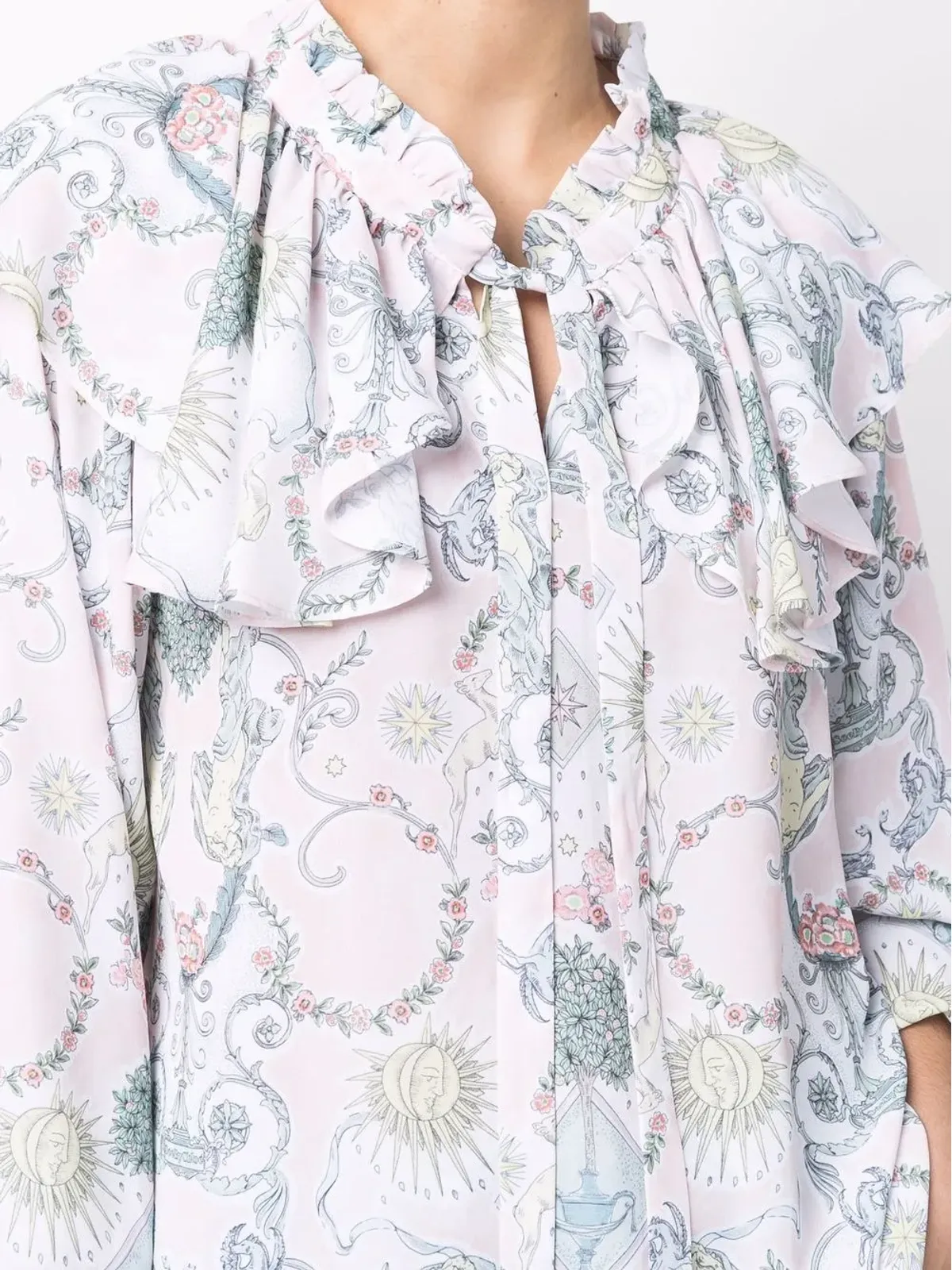 See by Chloé バロックプリントのフリルブラウス - 画像5