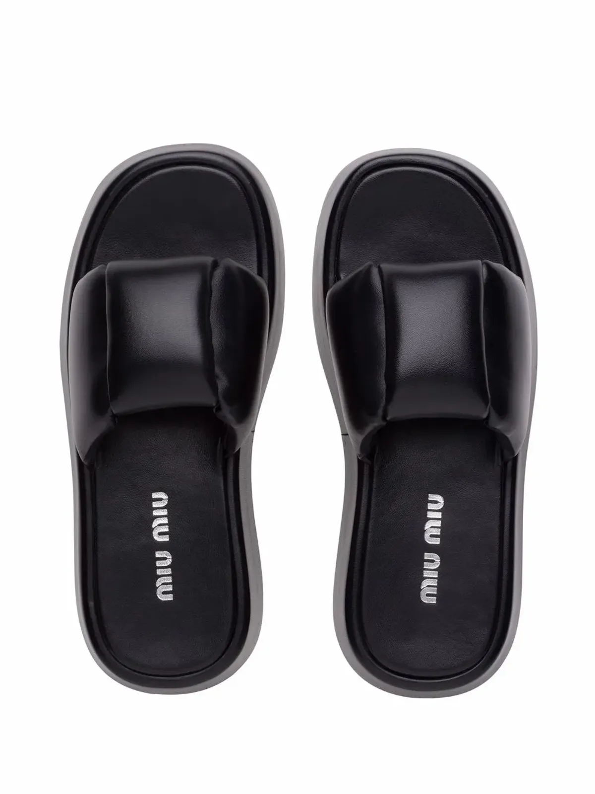 Miu Miu padded leather sandals - Black - 画像4