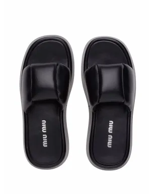 Miu Miu padded leather sandals - Black - サムネイル4
