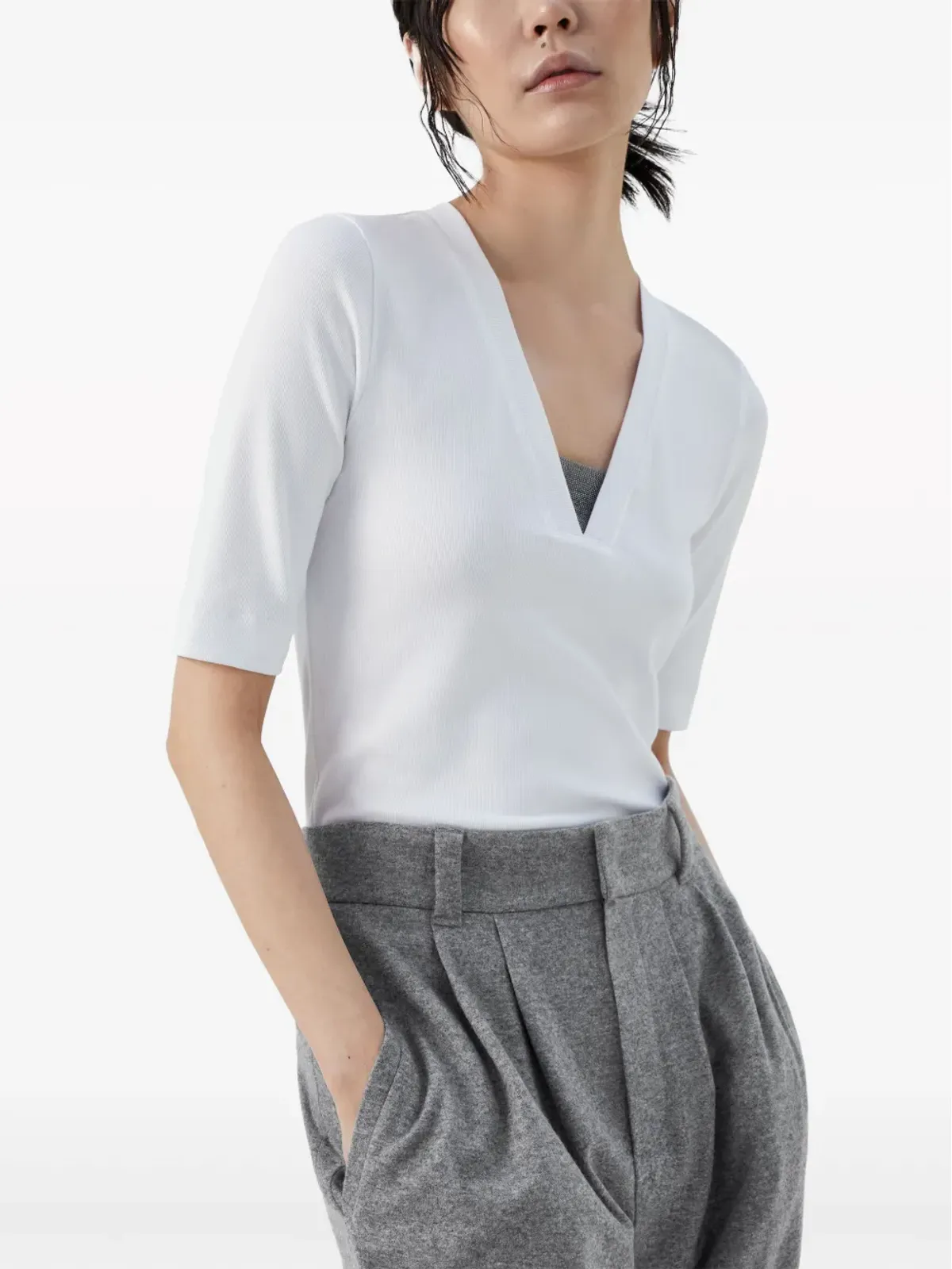 Brunello Cucinelli モニリチェーン装飾付きTシャツ - 画像5
