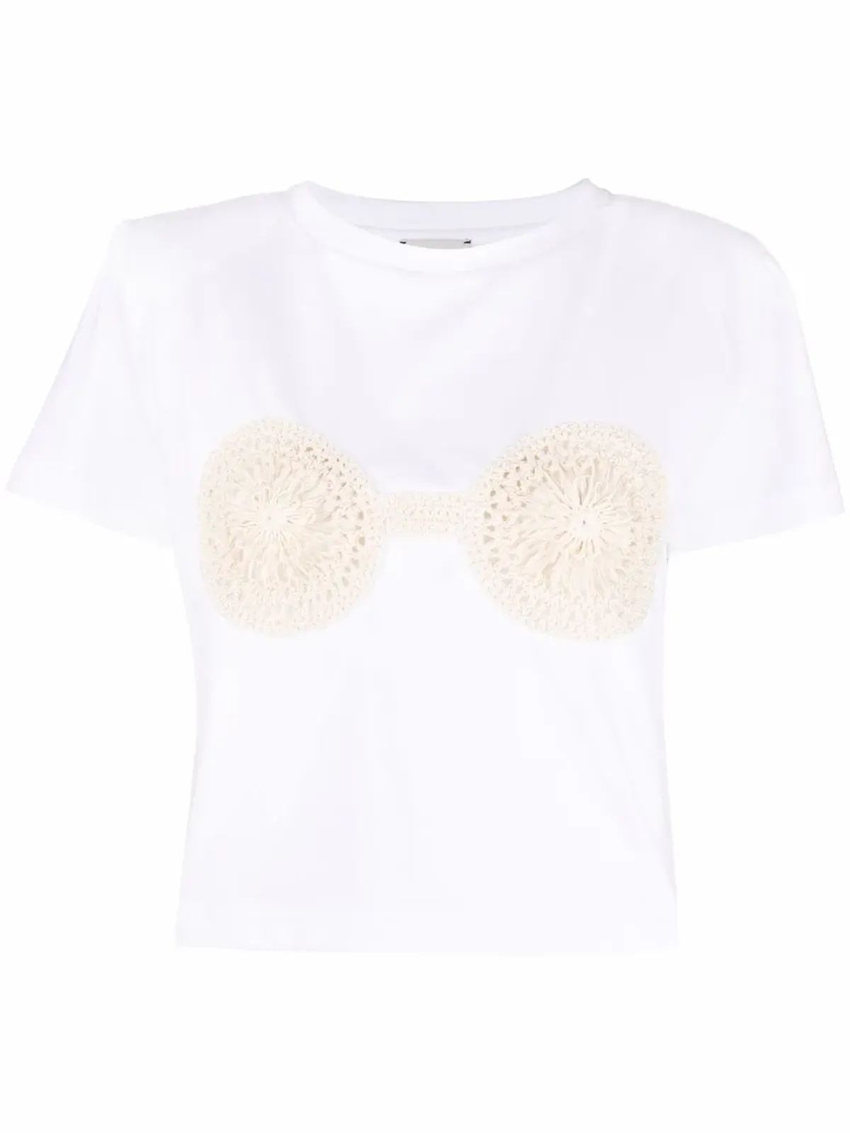 Magda Butrym クロシェディテール コットンTシャツ - White - 画像1