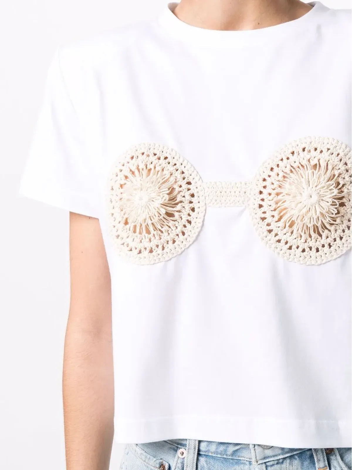 Magda Butrym クロシェディテール コットンTシャツ - White - 画像5