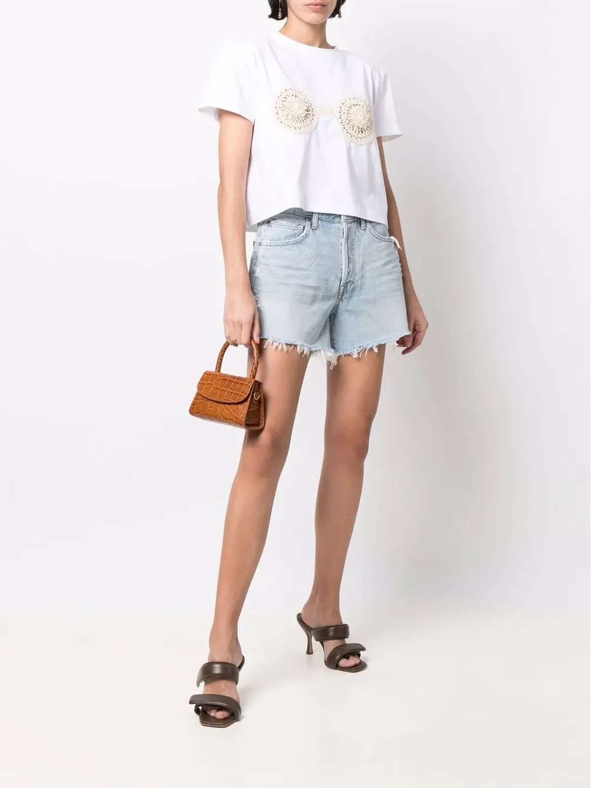 Magda Butrym クロシェディテール コットンTシャツ - White - 画像2