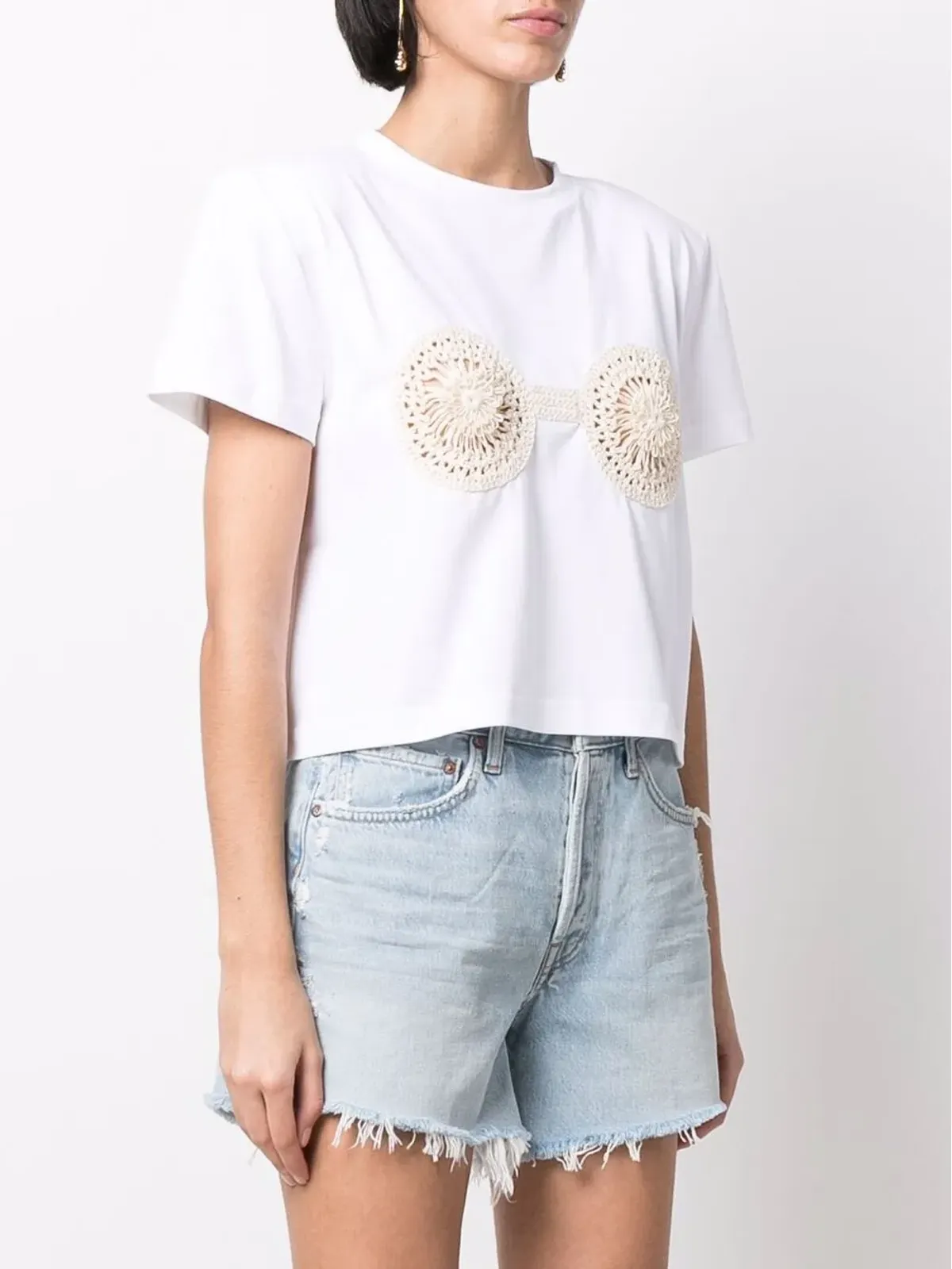 Magda Butrym クロシェディテール コットンTシャツ - White - 画像3