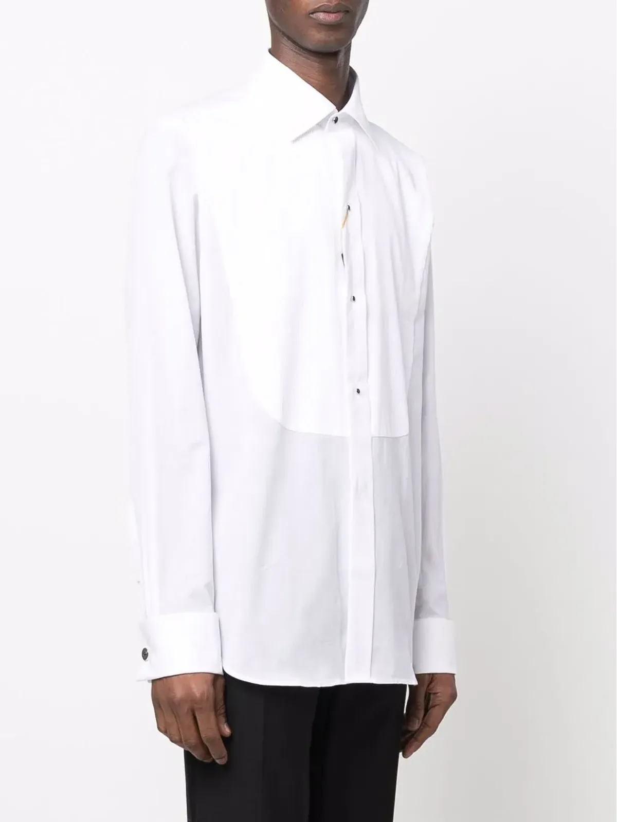 Canali ボタン留め長袖タキシードシャツ - ホワイト - 画像3
