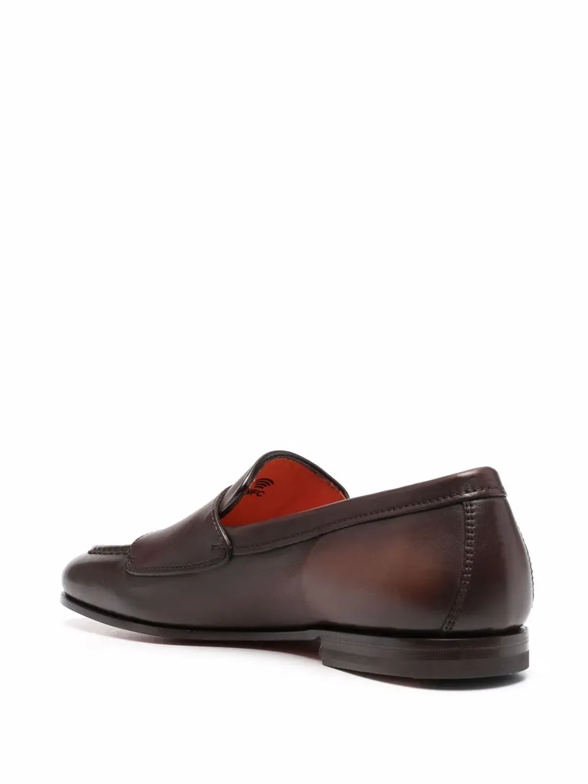 Santoni Carlos レザー モンクシューズ ブラウン - 画像3