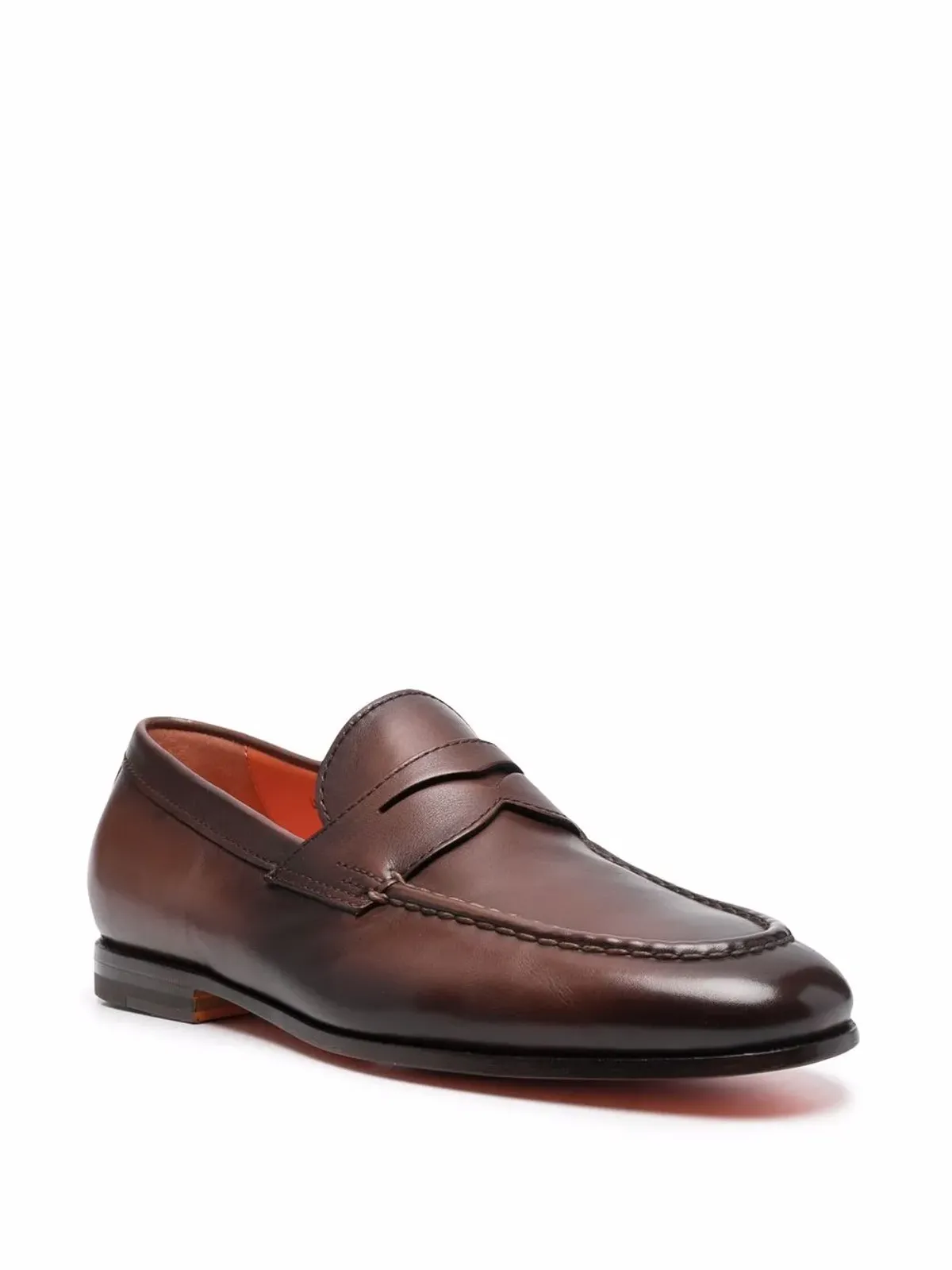 Santoni レザー フラットローファー ブラウン - 画像2