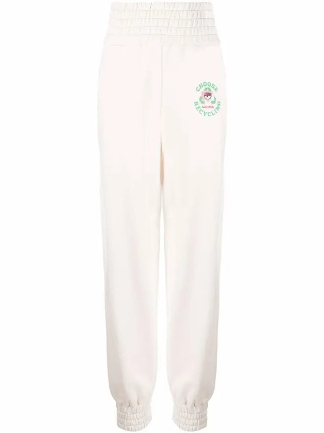 Chiara Ferragni Chiara Ferragni Eyelike slogan-print track pants - Neutralsの商品画像
