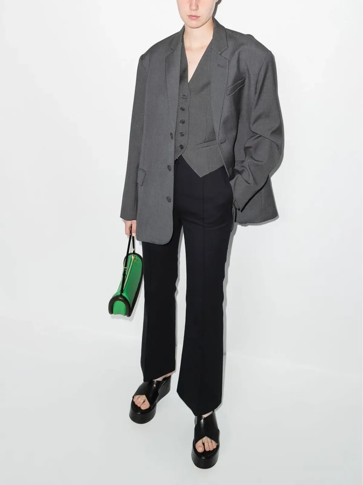 The Frankie Shop Gelso oversized single-breasted blazer - Grey - 画像2