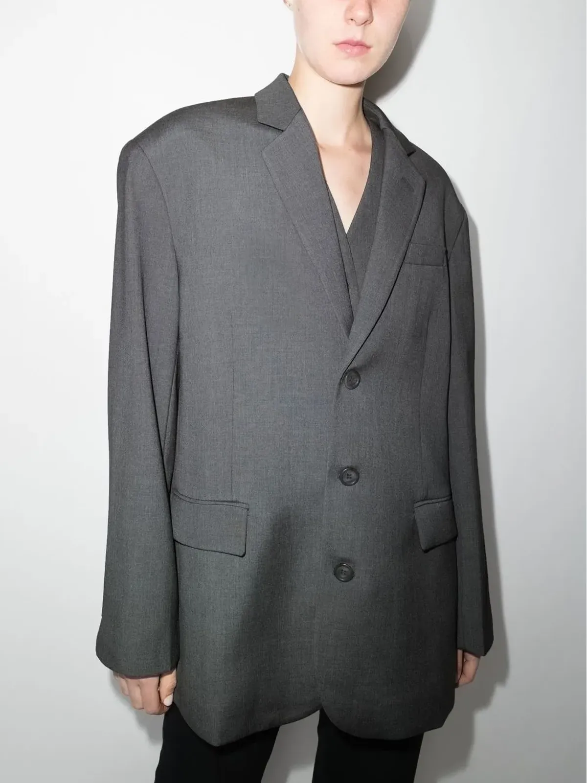 The Frankie Shop Gelso oversized single-breasted blazer - Grey - 画像3