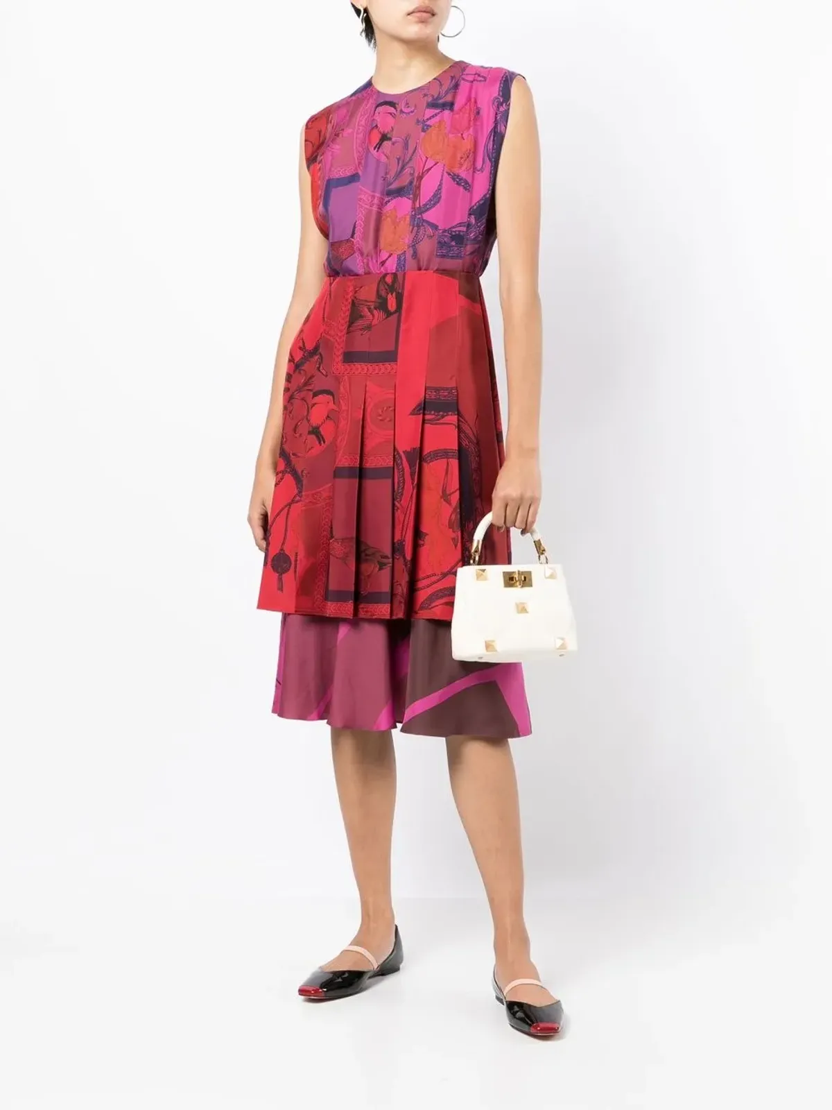 Ferragamo 柄入りシルク ミディドレス - 画像2