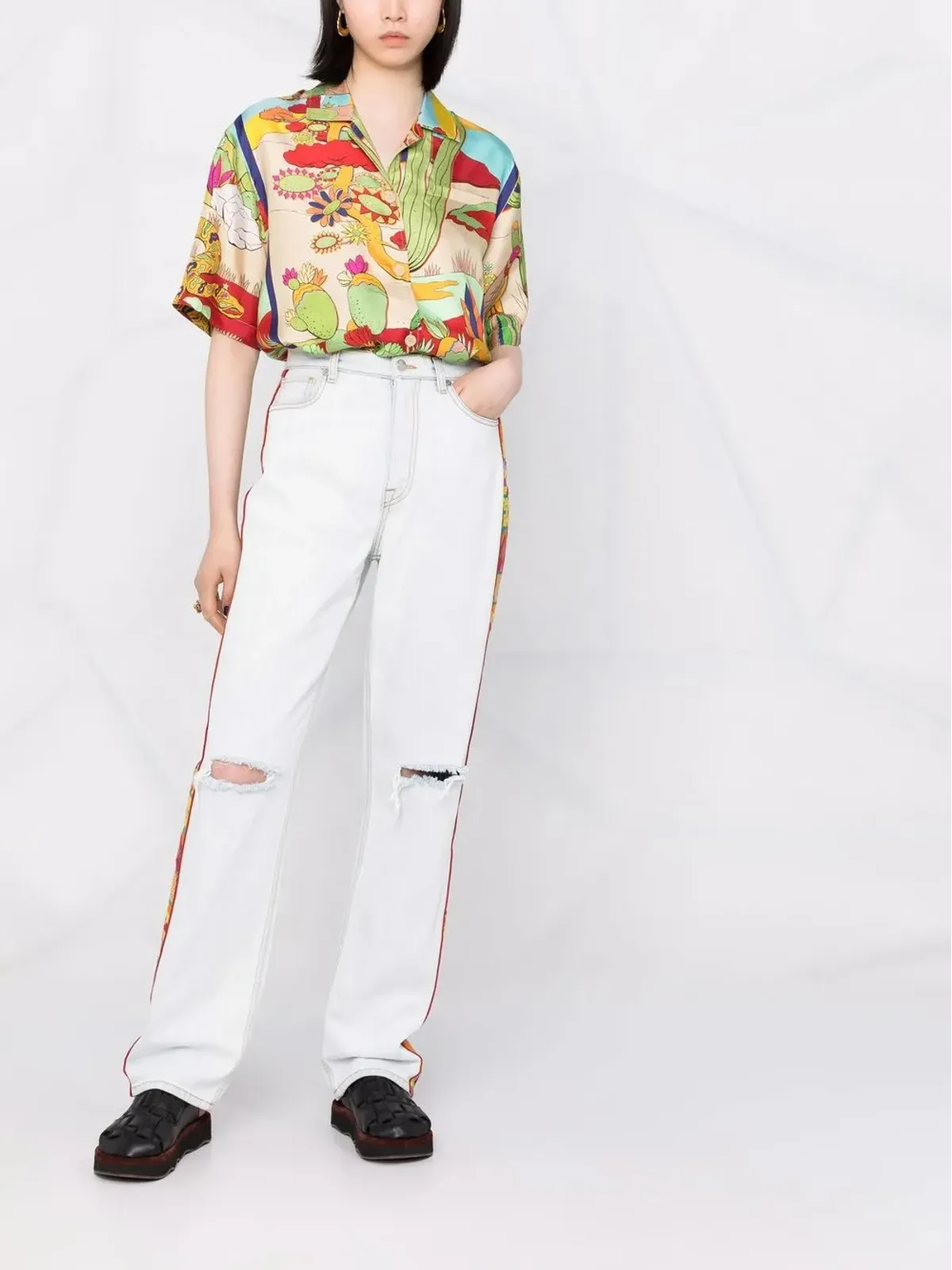ETRO 刺繍トリム付きストレートジーンズ - 画像2