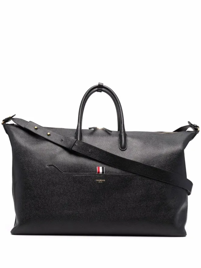 Thom Browne Thom Browne RWB stripe leather holdall - Blackの商品画像