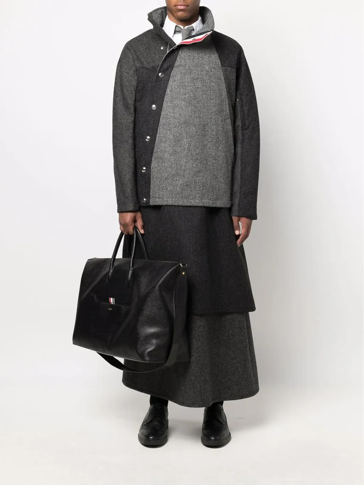 Thom Browne RWB stripe leather holdall - Black - 画像2