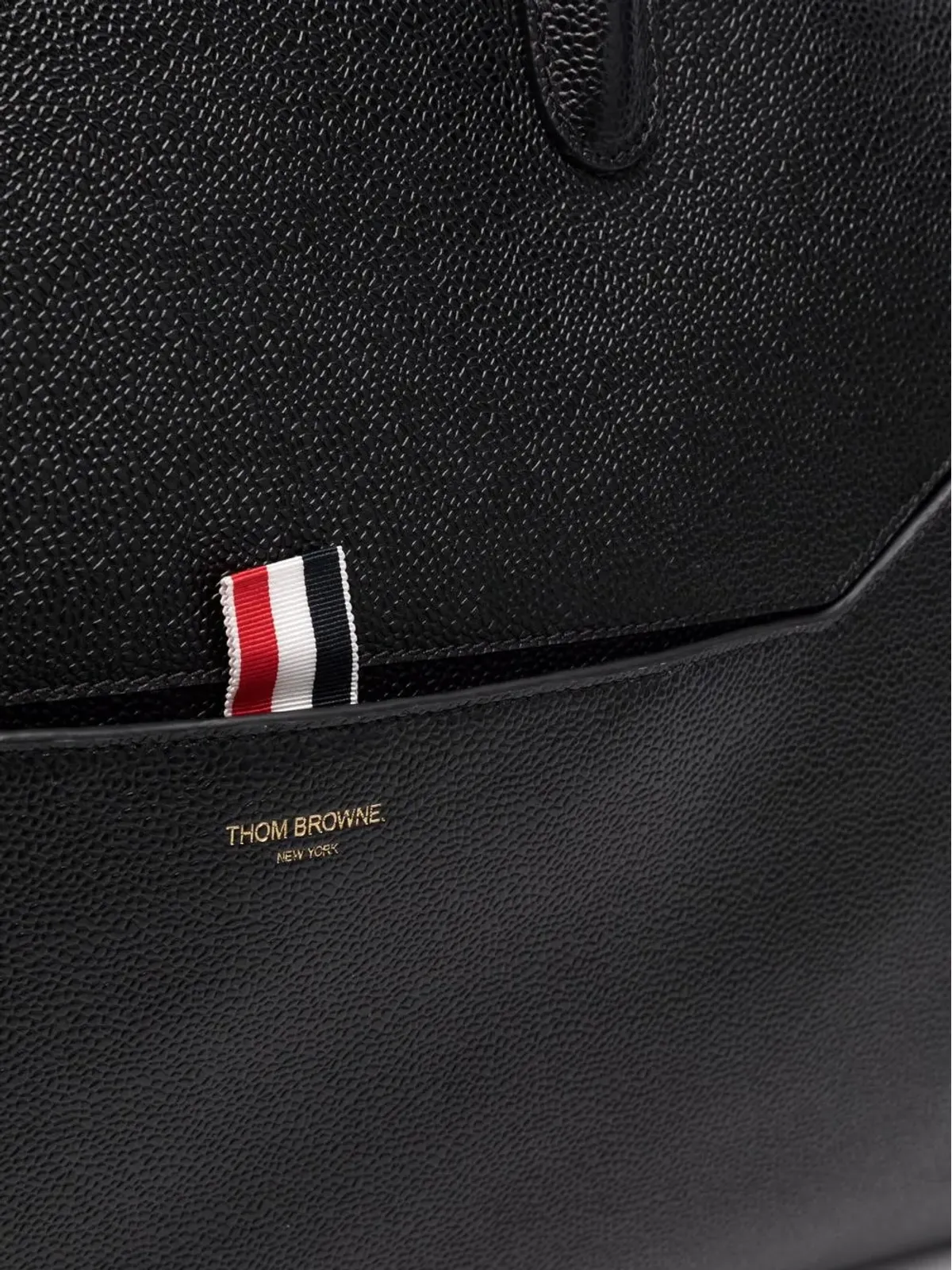 Thom Browne RWB stripe leather holdall - Black - 画像4