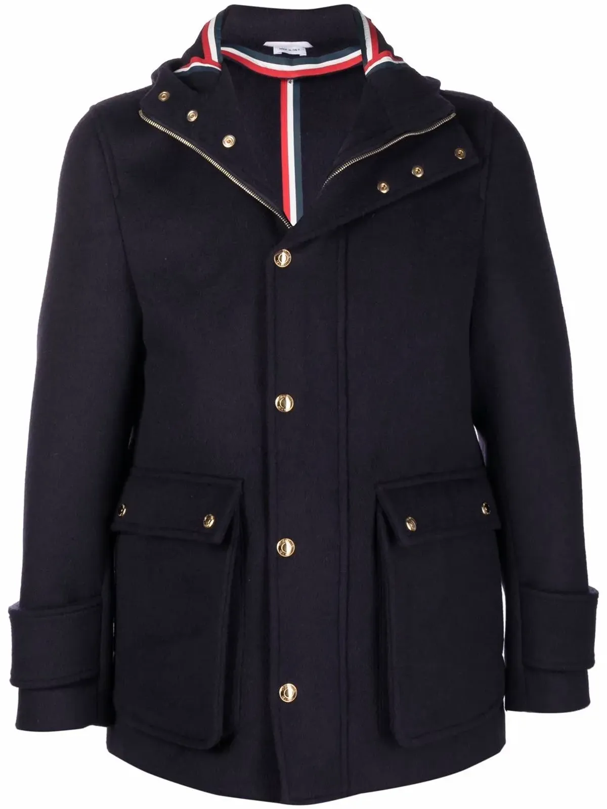 Thom Browne カシミヤ混紡 フード付きジップアップパーカ - 画像1