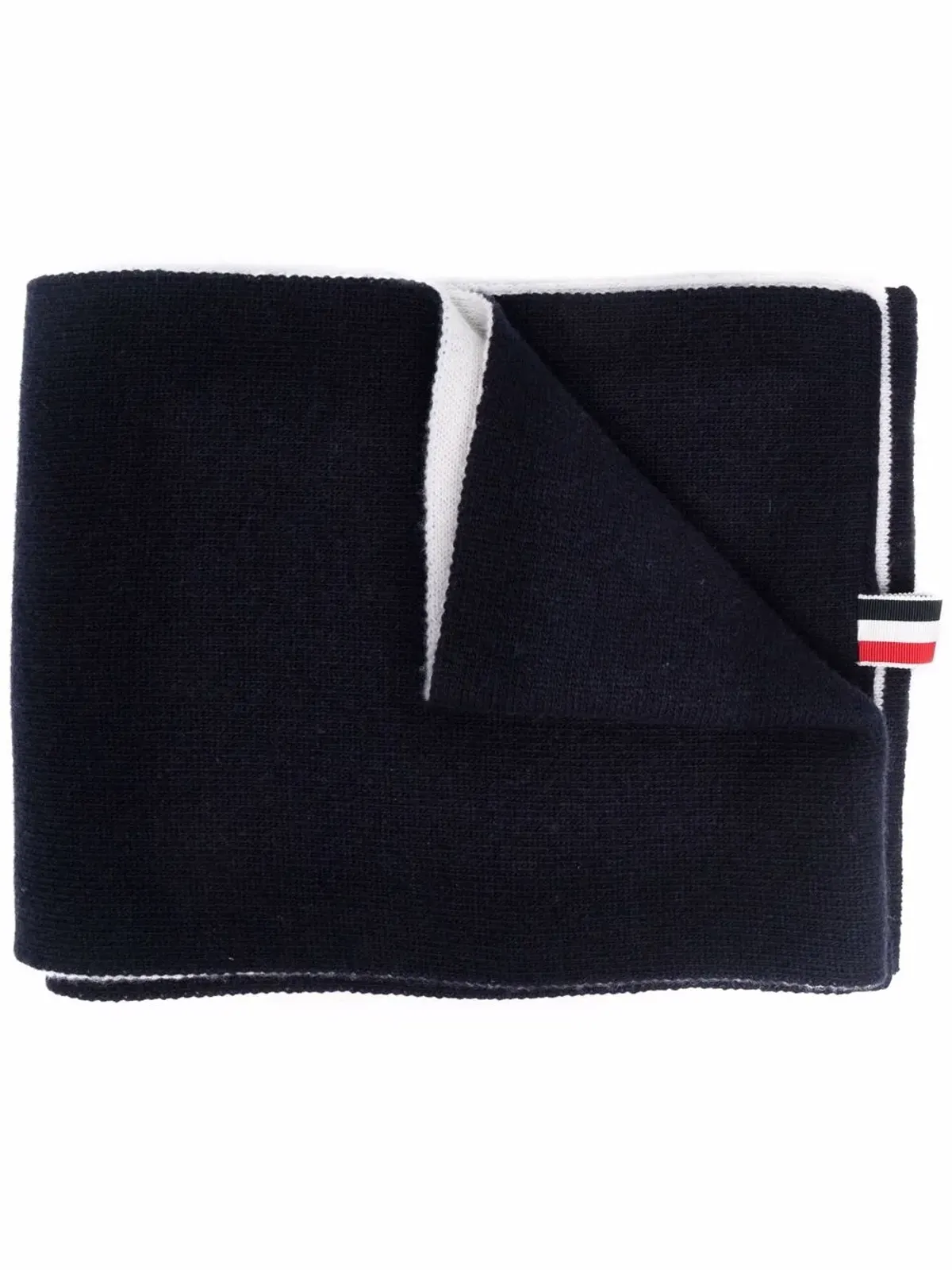 Thom Browne ロブスター柄インターシャ編みウールスカーフ（ブルー） - 画像1