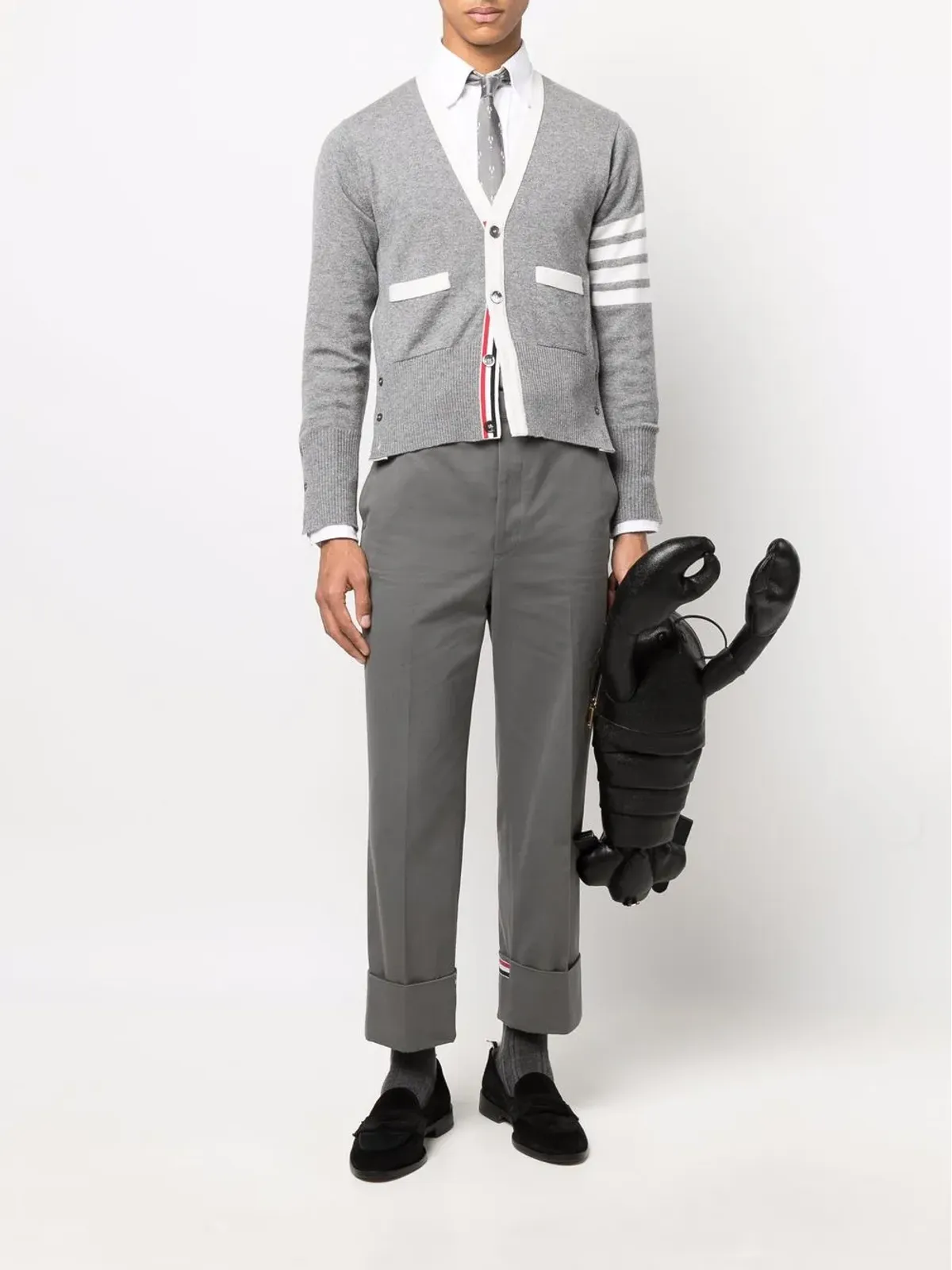 Thom Browne 4バー・ストライプニットカーディガン - グレー - 画像2