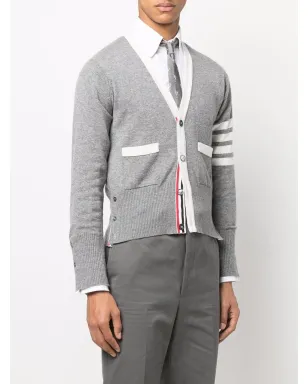 Thom Browne 4バー・ストライプニットカーディガン - グレー - サムネイル3