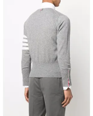 Thom Browne 4バー・ストライプニットカーディガン - グレー - サムネイル4