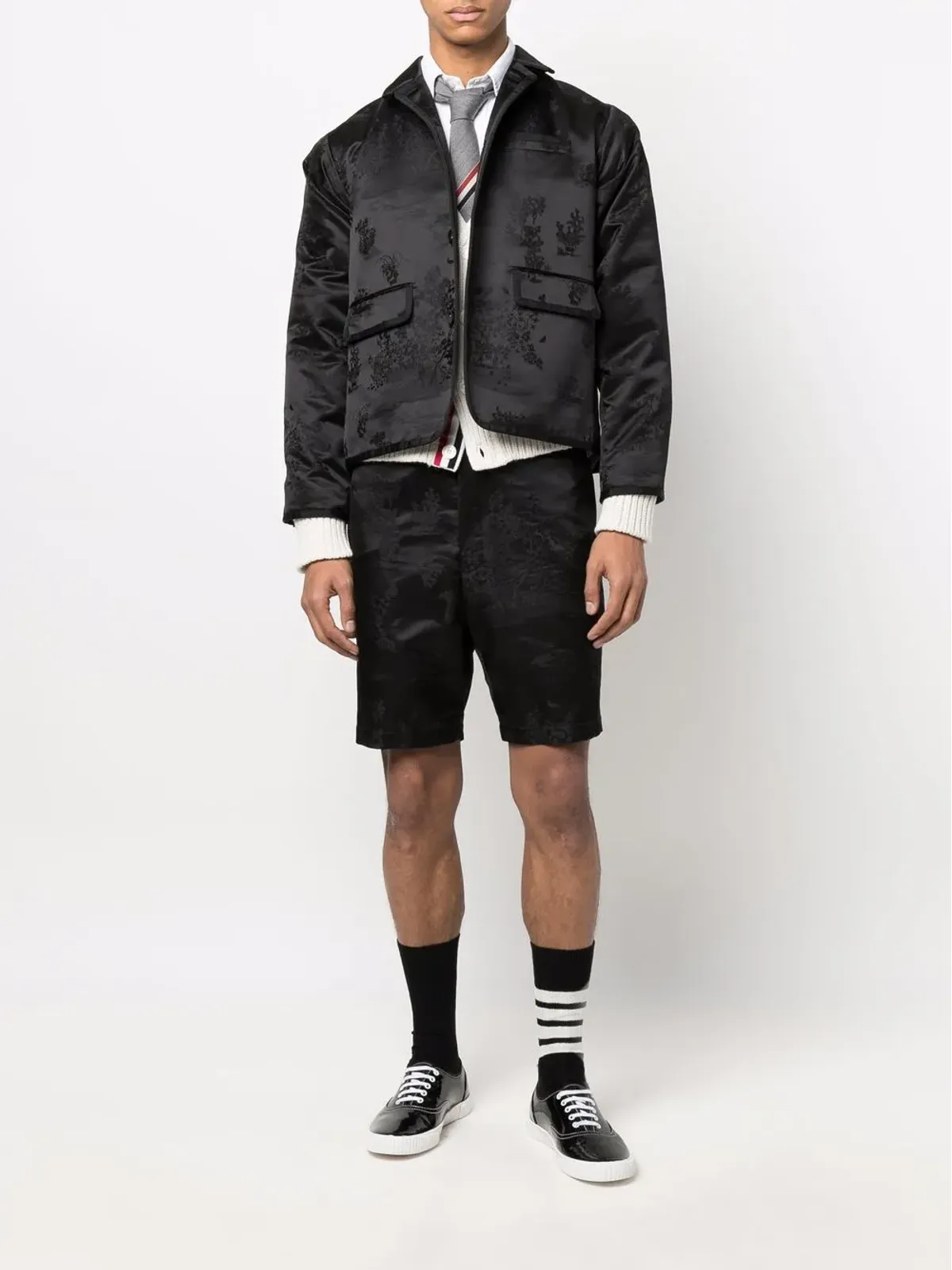 Thom Browne RWBストライプ テーラードショーツ ブラック - 画像2