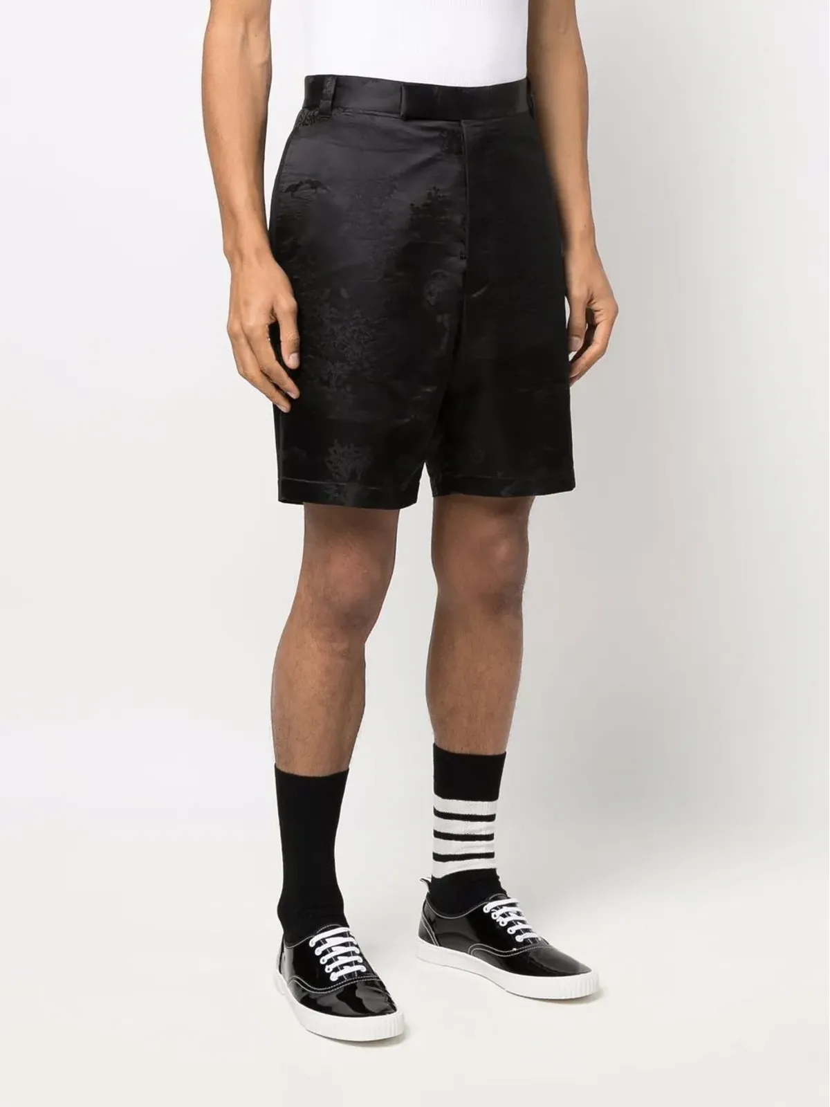 Thom Browne RWBストライプ テーラードショーツ ブラック - 画像3