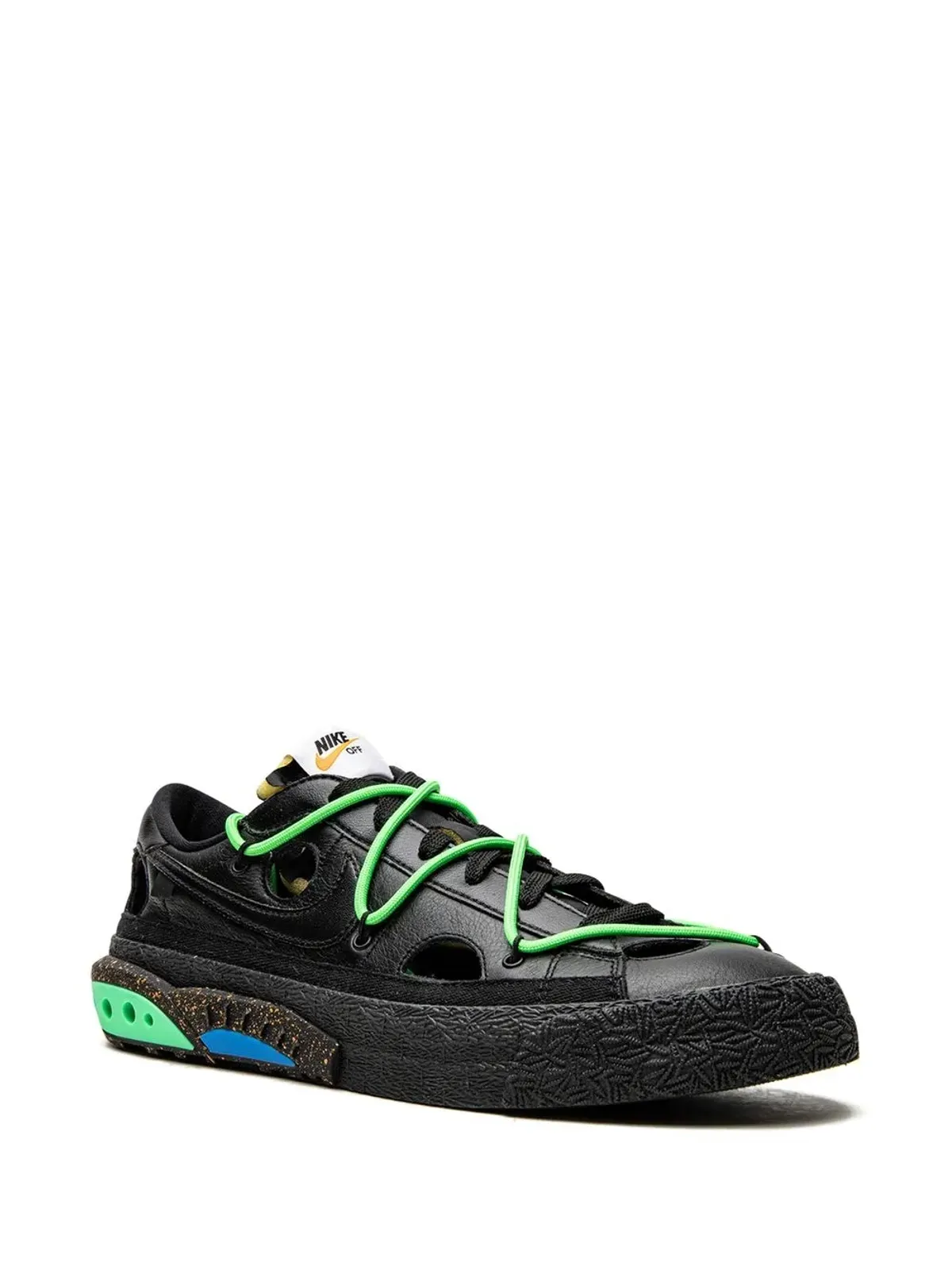 Nike X Off-White ブレザー ロー ブラック/エレクトログリーン スニーカー - 画像2