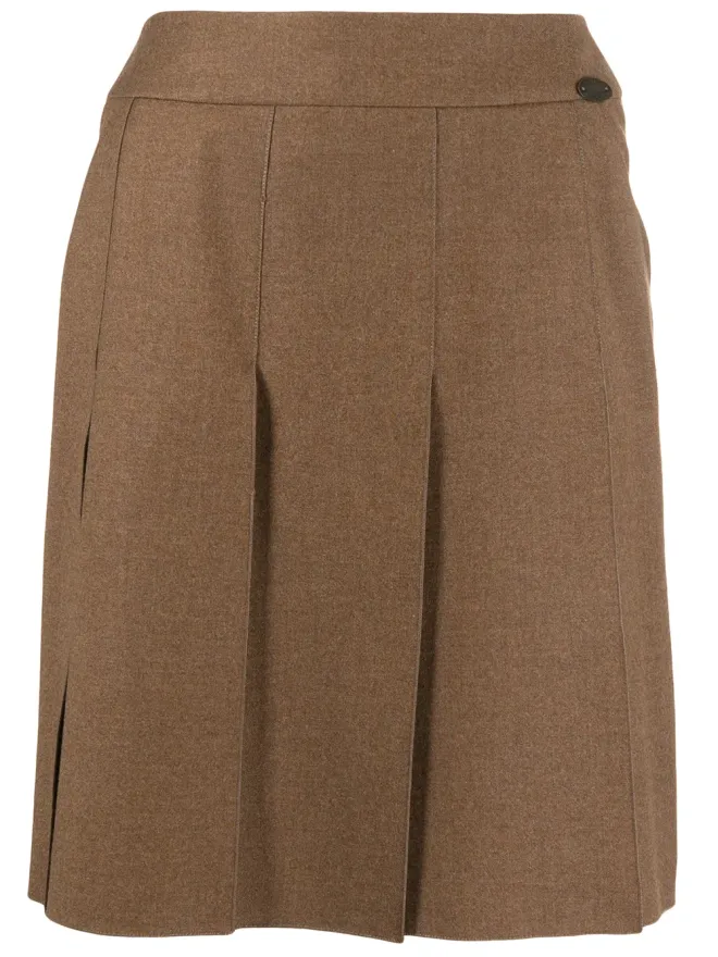 CHANEL Pre-Owned CHANEL Pre-Owned 1999 high-waisted pleated miniskirt - Brownの商品画像