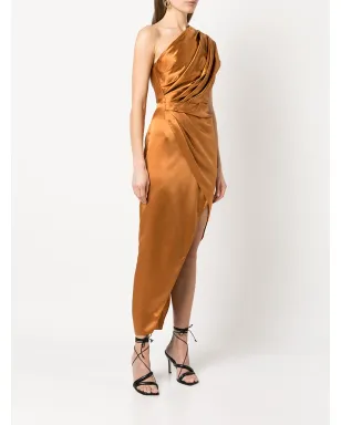 Michelle Mason アシンメトリックオープンバックドレス オレンジ - サムネイル3