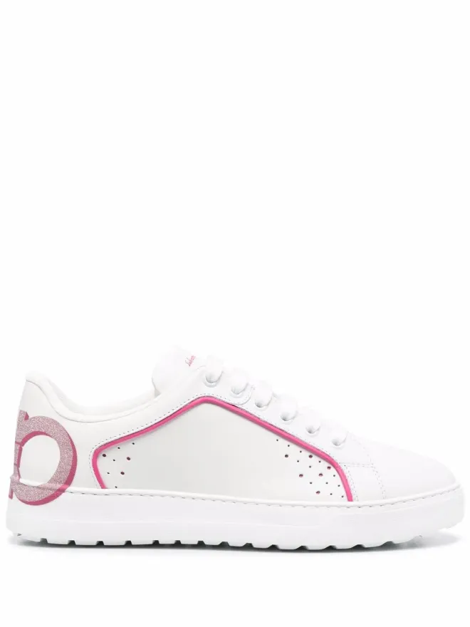 FERRAGAMO Ferragamo Manhattan Gancini-print sneakers - Whiteの商品画像