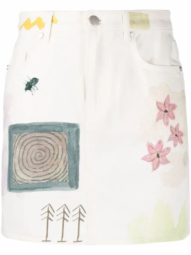 MCQ MCQ 花柄プリントデニムミニスカート - ホワイトの商品画像