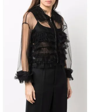 Maison Margiela シアー チュール ボンバー ジャケット - ブラック - サムネイル3