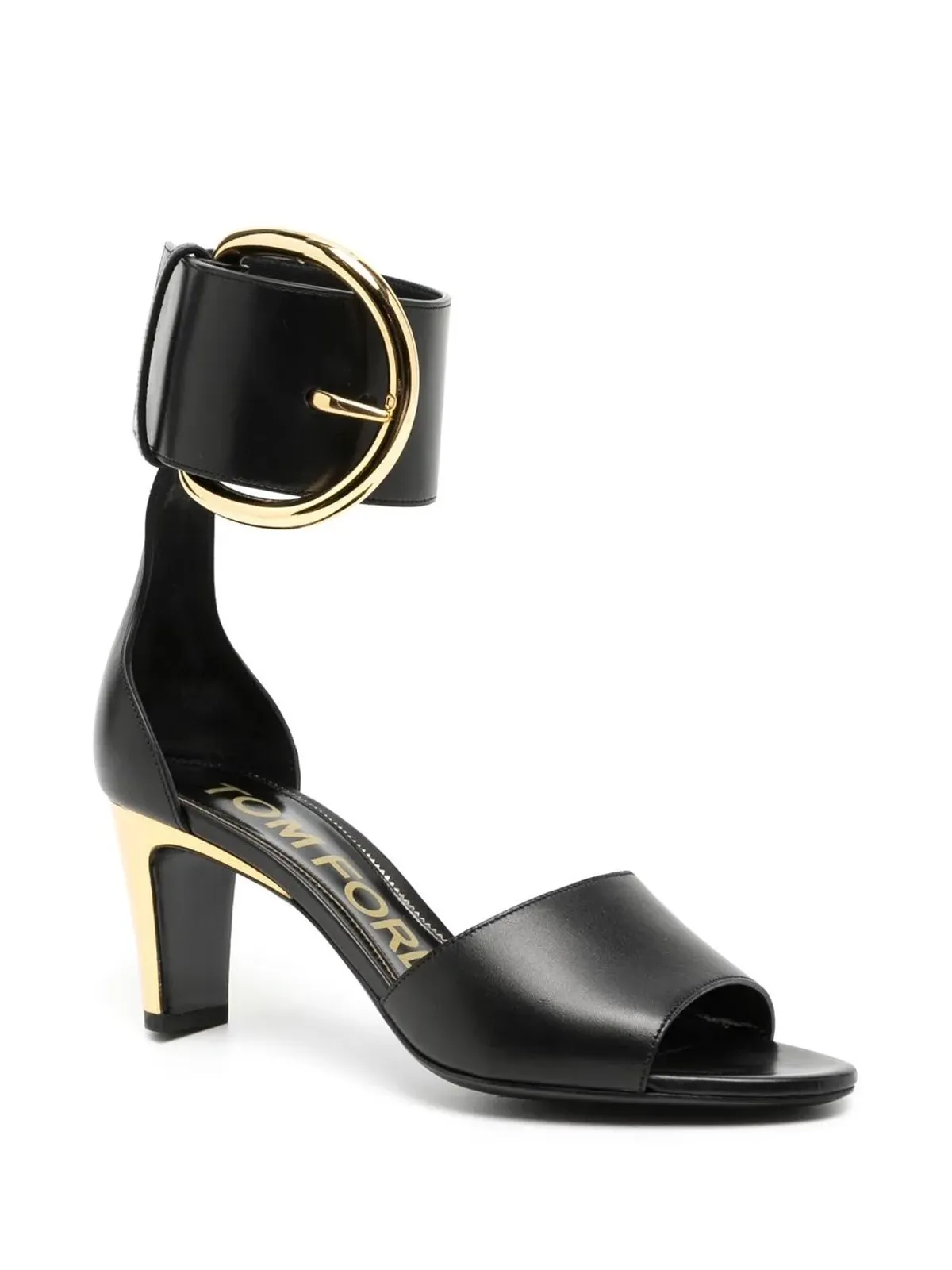 TOM FORD バックル付きアンクルストラップサンダル（ブラック） - 画像2
