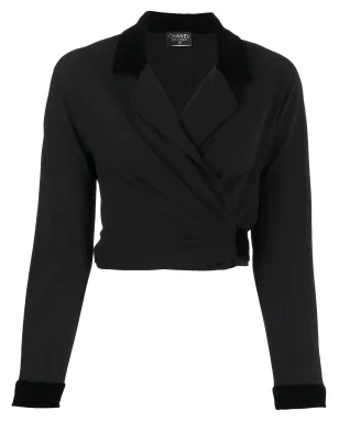 CHANEL Pre-Owned 1992 cropped wrap blazer - Black - サムネイル1
