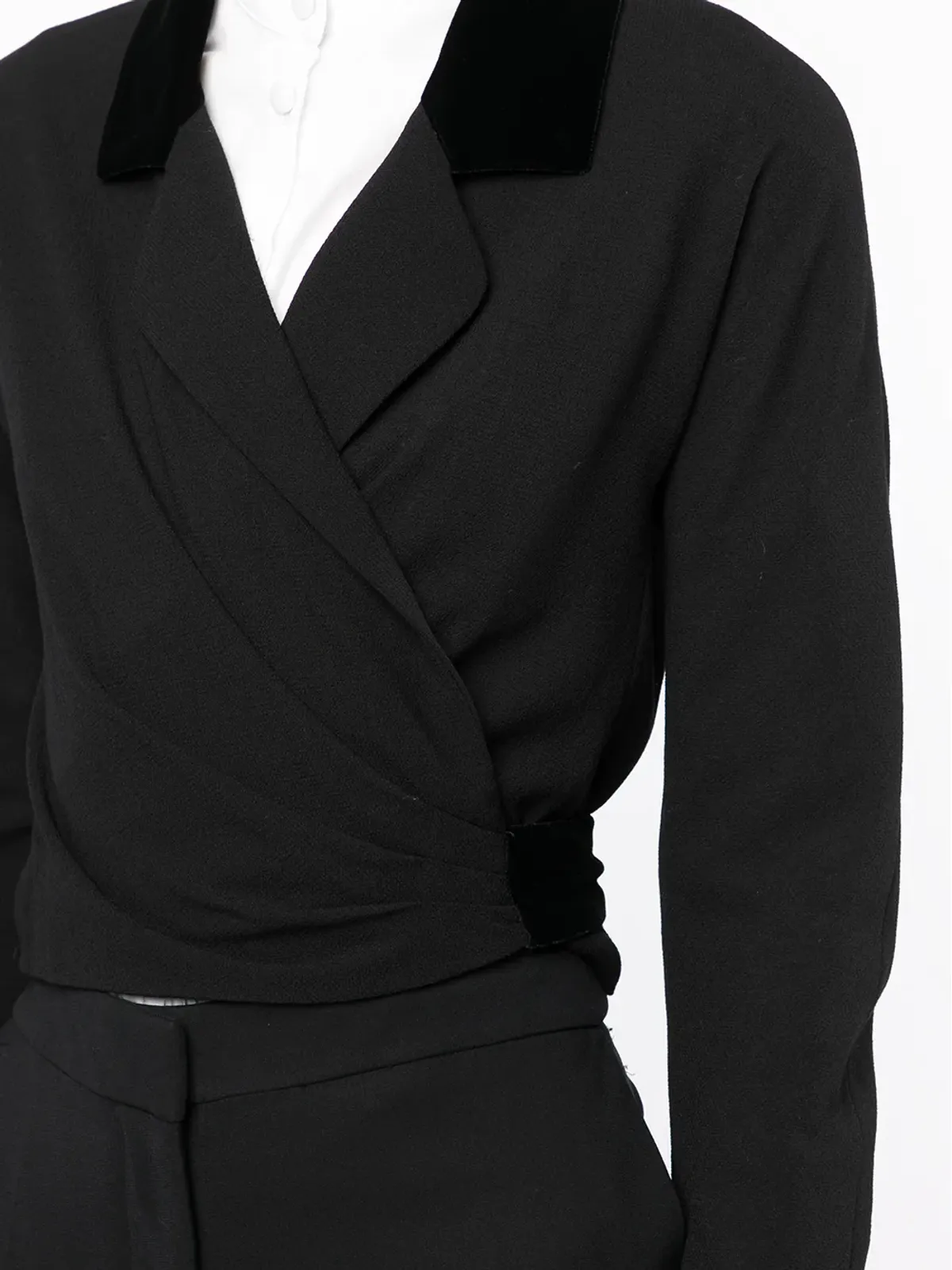 CHANEL Pre-Owned 1992 cropped wrap blazer - Black - 画像5