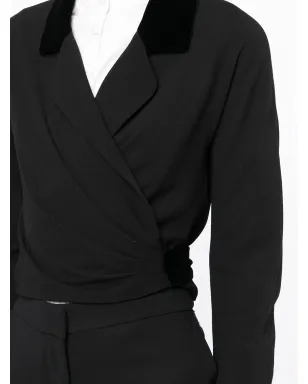 CHANEL Pre-Owned 1992 cropped wrap blazer - Black - サムネイル5