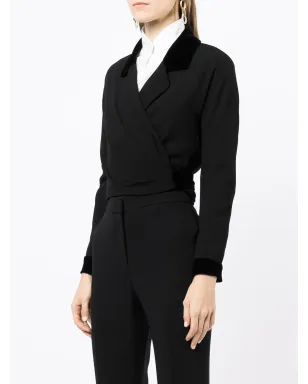 CHANEL Pre-Owned 1992 cropped wrap blazer - Black - サムネイル3