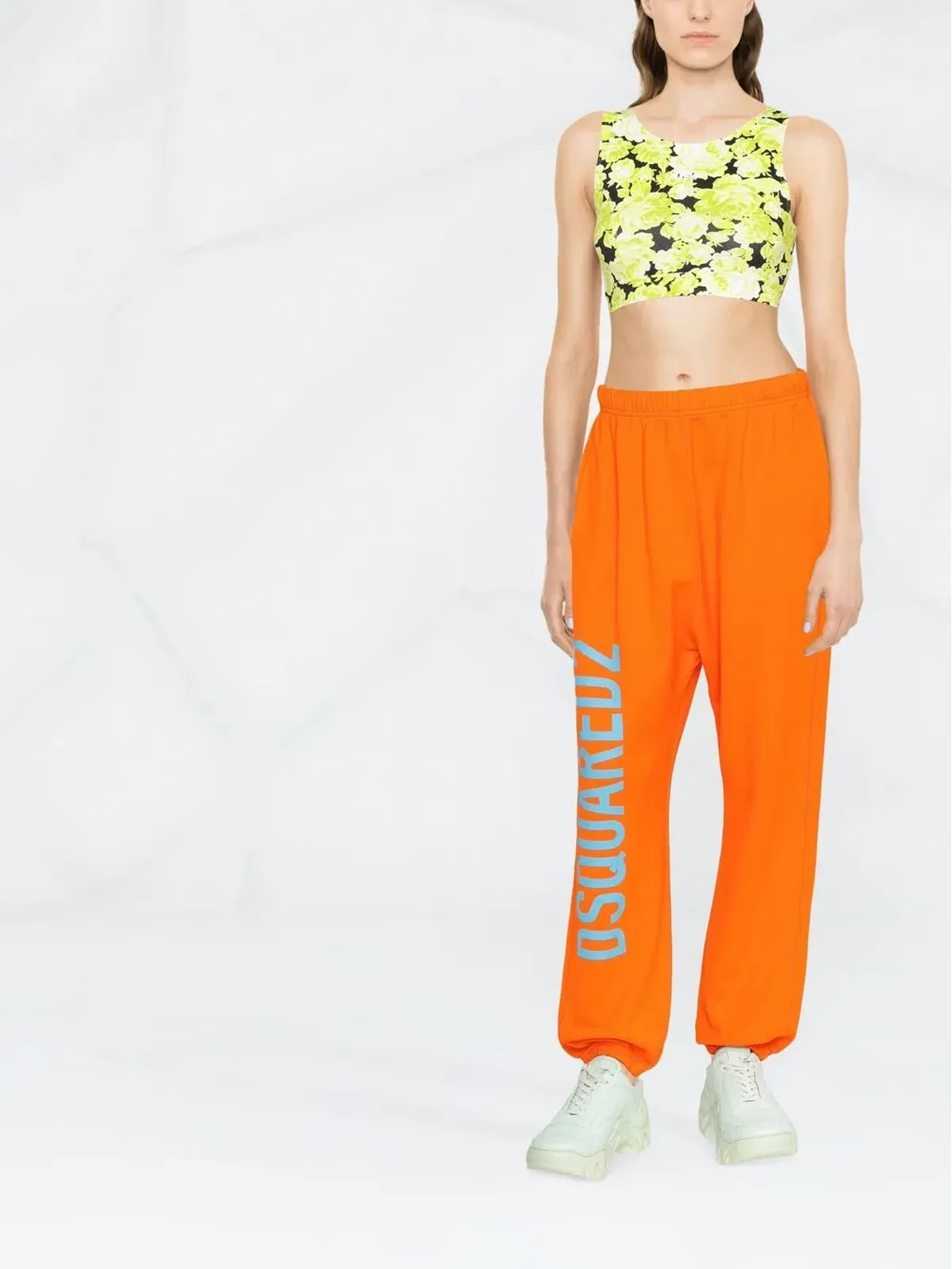 MSGM フローラルプリント クロップドベスト - グリーン - 画像2