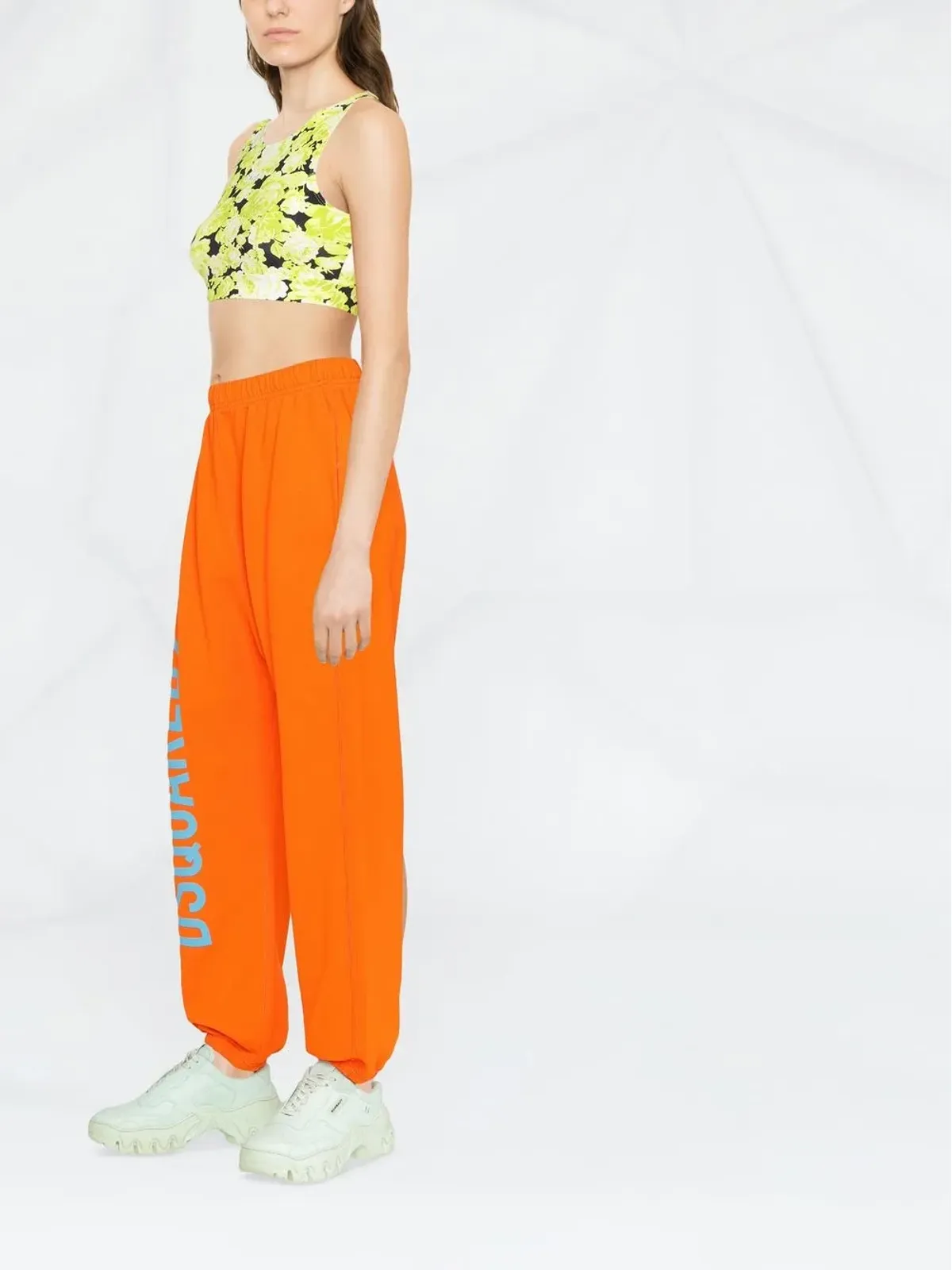 MSGM フローラルプリント クロップドベスト - グリーン - 画像3