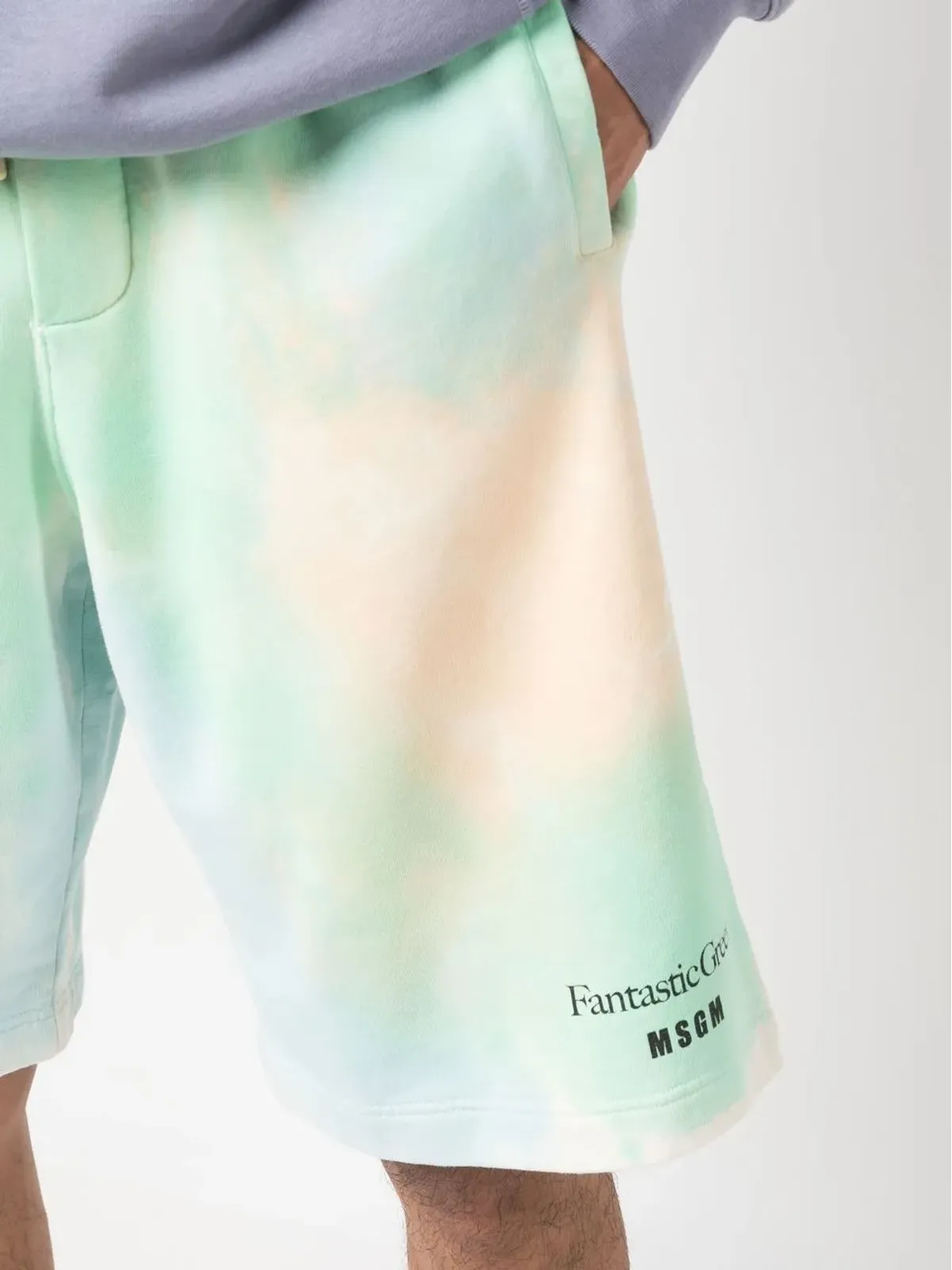 MSGM ロゴプリント タイダイショーツ グリーン - 画像5