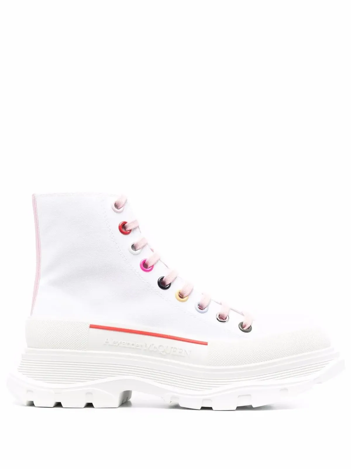 Alexander McQueen トレッドスリック アンクル丈レースアップスニーカー ホワイト - 画像1