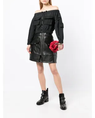 RED Valentino オフショルダー クロップド ジップアップ ジャケット - サムネイル2