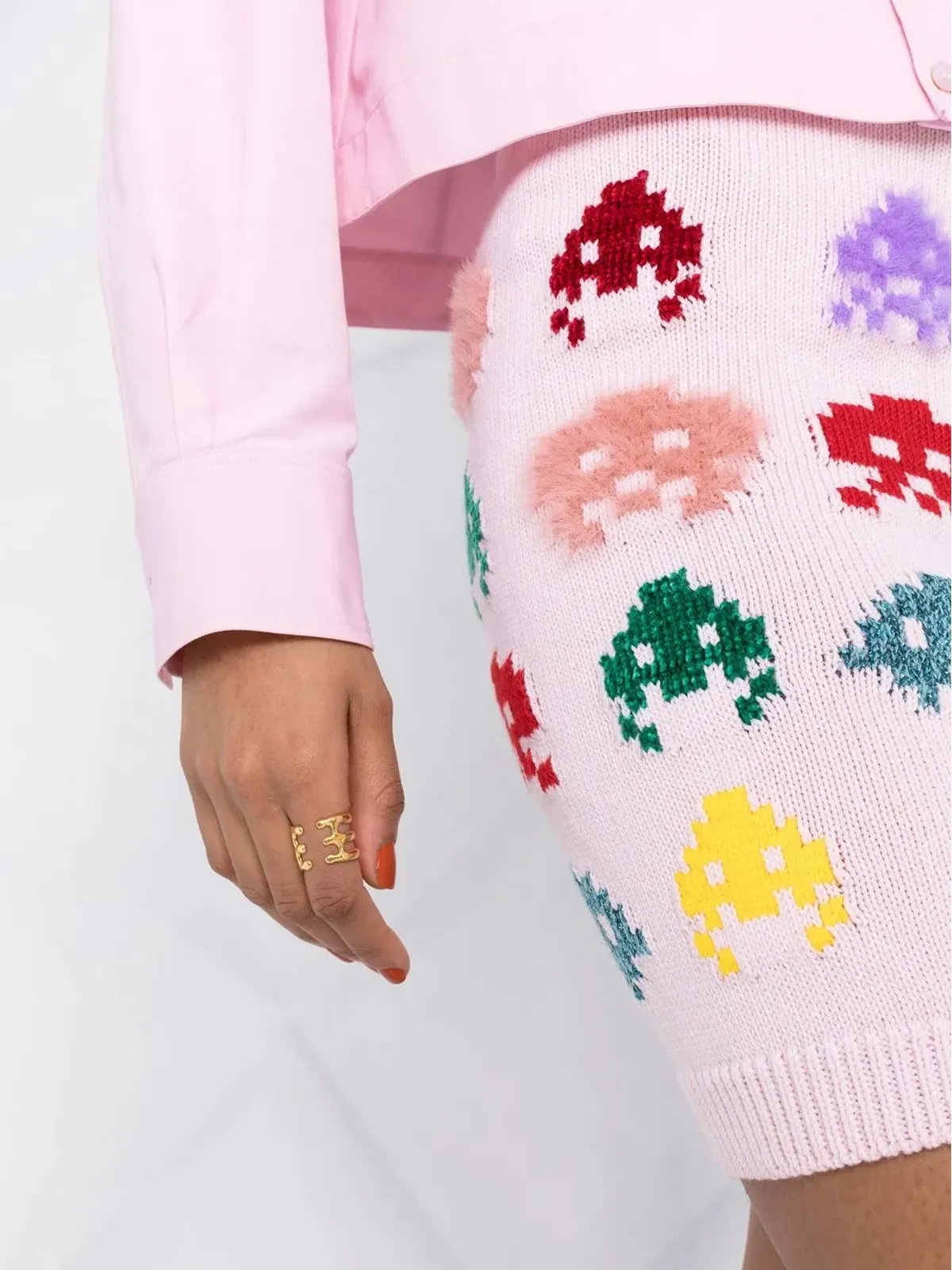 Stella McCartney エイリアン・インターシャ編みミニスカート - ピンク - 画像5