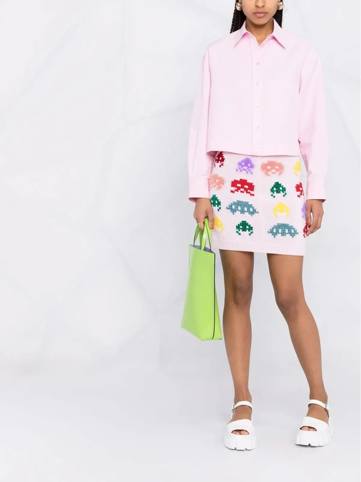 Stella McCartney エイリアン・インターシャ編みミニスカート - ピンク - 画像2