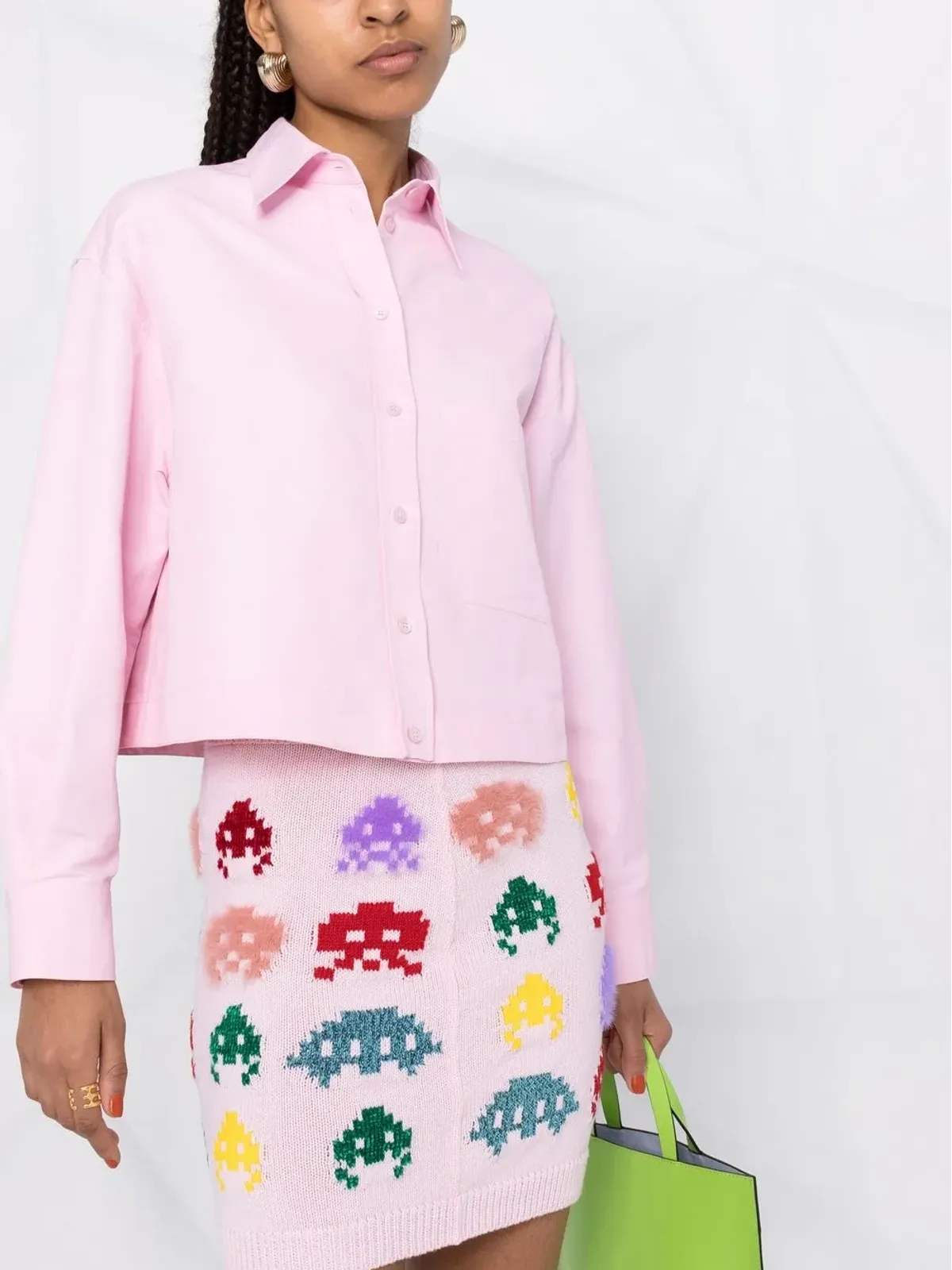 Stella McCartney エイリアン・インターシャ編みミニスカート - ピンク - 画像3