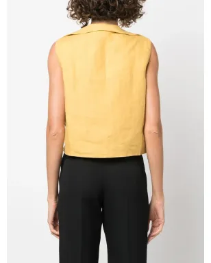 Yohji Yamamoto Pre-Owned 1990s ドレープパネルリネントップ - イエロー - サムネイル4